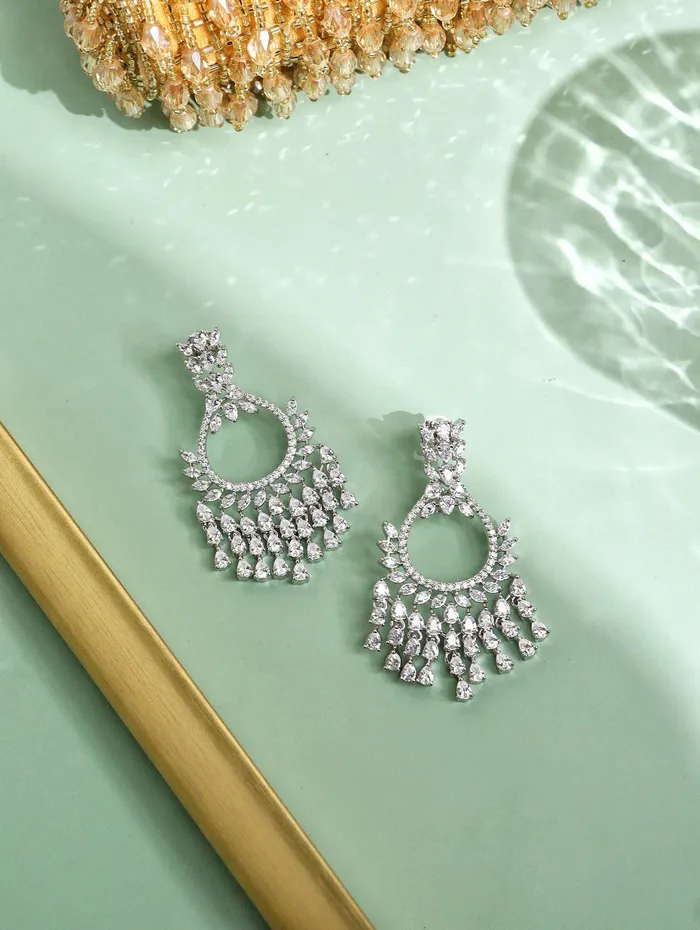 Earrings Curio Cottage Dazzling Dove CZ Chandbali Earrings Earrings Curio Cottage Dazzling Dove CZ Chandbali Earrings