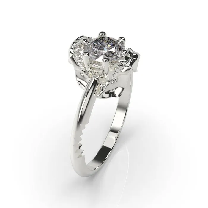 Rings MyUniqueRing Shark Engagement Ring White Gold Great White