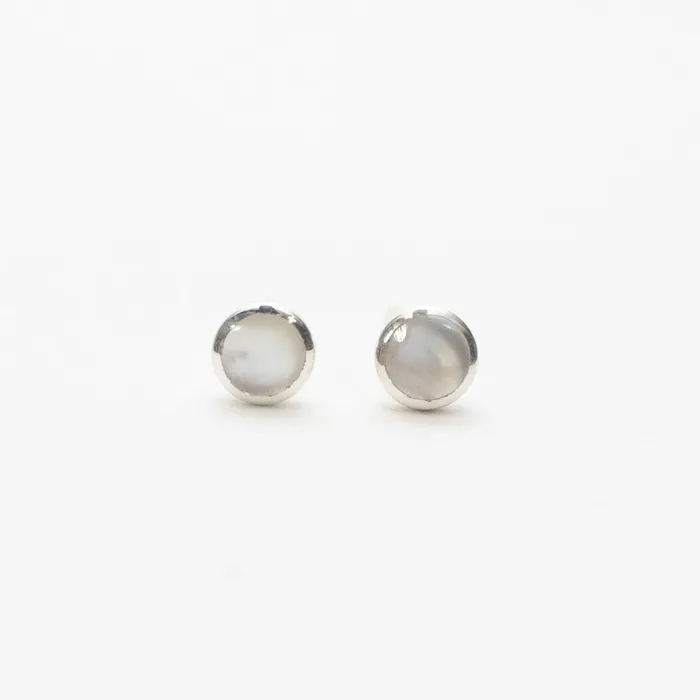Rings Silver 4mm Round Stone Studs Silver Lotus