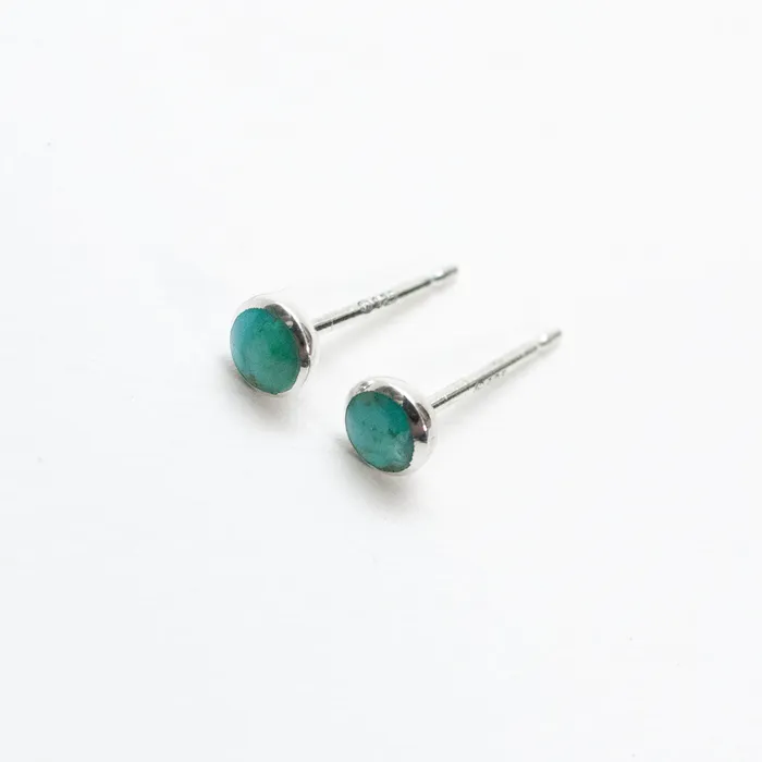 Rings Silver 4mm Round Stone Studs Silver Lotus