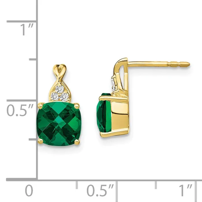 10k Checkerboard Created Emerald and Diamond EarringsWBCEM4393CEM0061YA WB Choice Jewelry Earrings 10k Checkerboard Created Emerald and Diamond EarringsWBCEM4393CEM0061YA WB Choice Jewelry Earrings