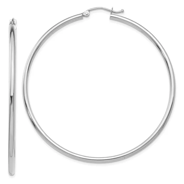 10K White Gold Polished 2mm Lightweight Tube Hoop EarringsWBC10T834L WB Choice Jewelry Earrings
