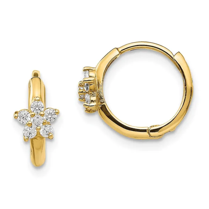 14k Madi K CZ Childrens Flower Hinged Hoop EarringsWBCGK788 WB Choice Jewelry Earrings