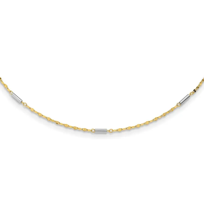 14K Twotone Diamondcut Mini Bar Links Fancy NecklaceWBCSF295318 WB Choice Jewelry Necklaces 14K Twotone Diamondcut Mini Bar Links Fancy NecklaceWBCSF295318 WB Choice Jewelry Necklaces