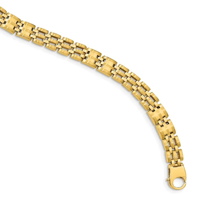 Bracelets WB Choice Jewelry 14k Satin and Polished Mens Link BraceletWBCGB26385 Bracelets WB Choice Jewelry 14k Satin and Polished Mens Link BraceletWBCGB26385