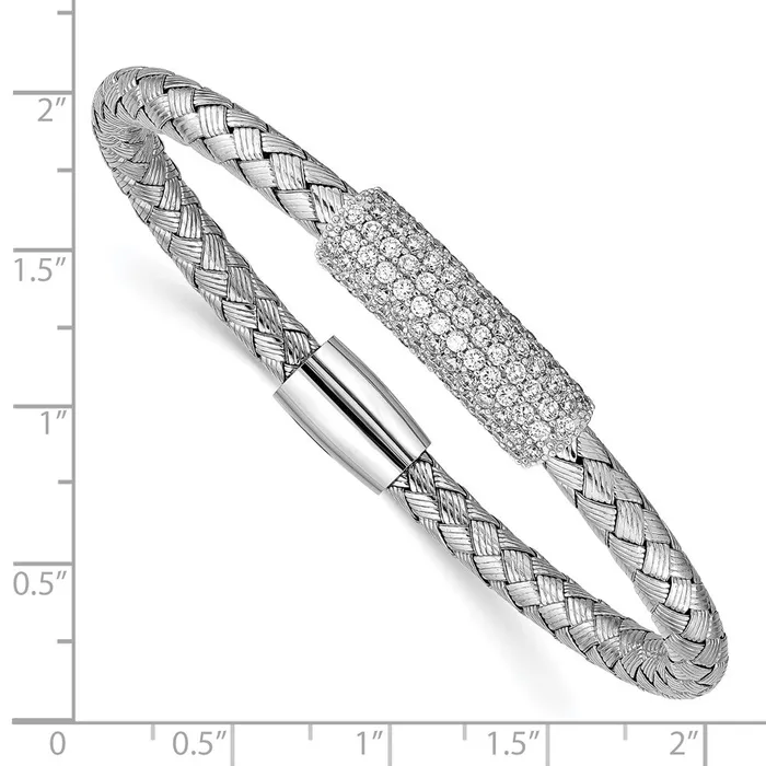 Bracelets WB Choice Jewelry Sterling Silver Polished Rhodiumplated CZ Magnetic Mesh BraceletWBCQB953 Bracelets WB Choice Jewelry Sterling Silver Polished Rhodiumplated CZ Magnetic Mesh BraceletWBCQB953