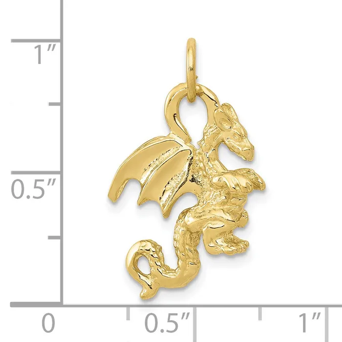 Charm Necklaces 10k Solid Polished 3Dimensional Dragon CharmWBC10K1012 WB Choice Jewelry