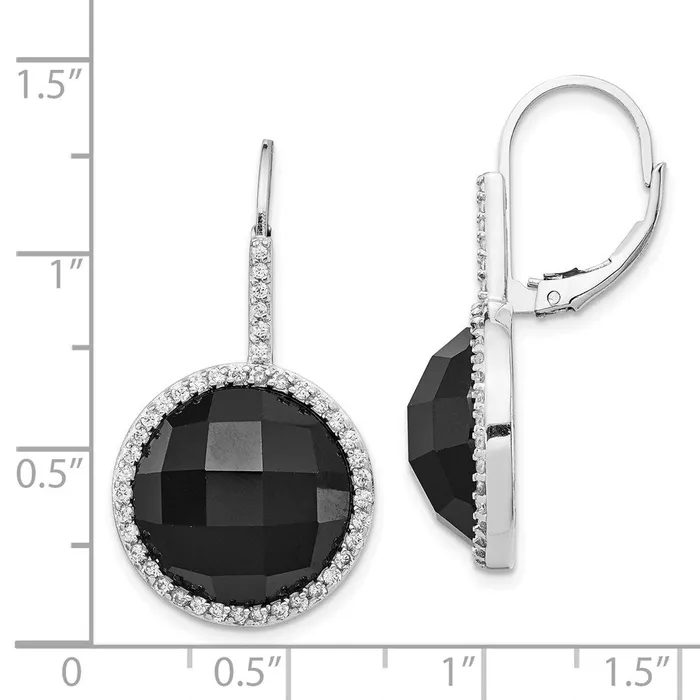 Cheryl M SS Rhod Plated CZ Onyx Checkerboard Cut Leverback EarringsWBCQCM751 WB Choice Jewelry Earrings Cheryl M SS Rhod Plated CZ Onyx Checkerboard Cut Leverback EarringsWBCQCM751 WB Choice Jewelry Earrings