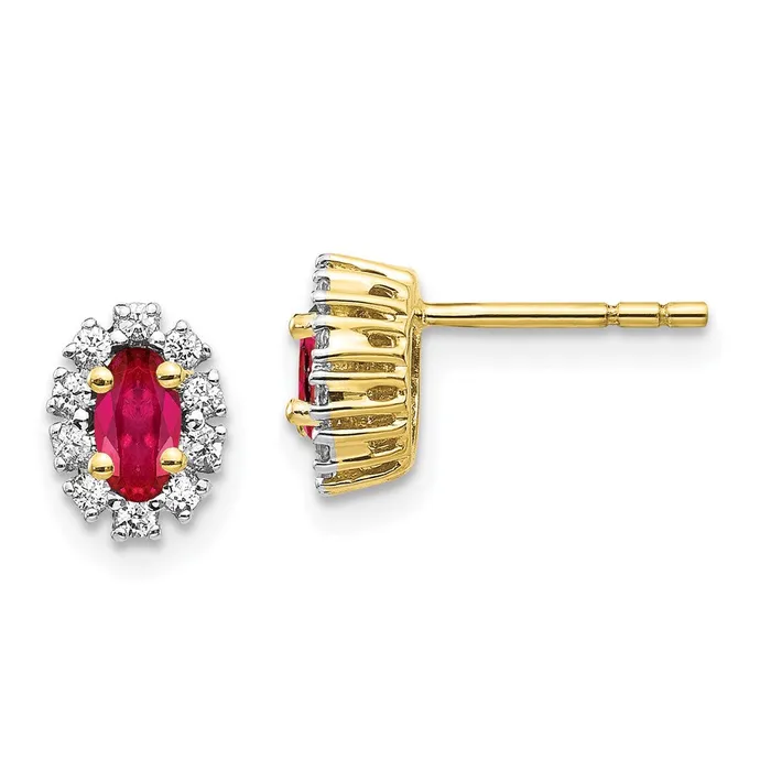 Earrings 10k Yellow Gold Diamond and Ruby Oval Halo EarringsWBCEM5591RU0201YA WB Choice Jewelry