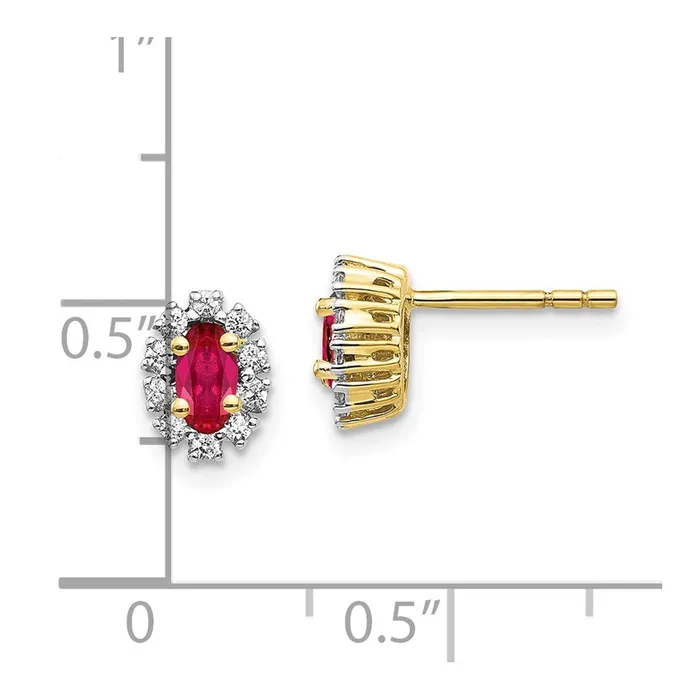 Earrings 10k Yellow Gold Diamond and Ruby Oval Halo EarringsWBCEM5591RU0201YA WB Choice Jewelry Earrings 10k Yellow Gold Diamond and Ruby Oval Halo EarringsWBCEM5591RU0201YA WB Choice Jewelry