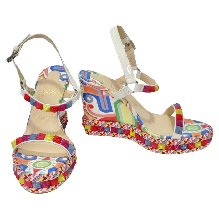 Earrings Vintage by Misty Christian Louboutin Multicolor Printed Stud Wedges