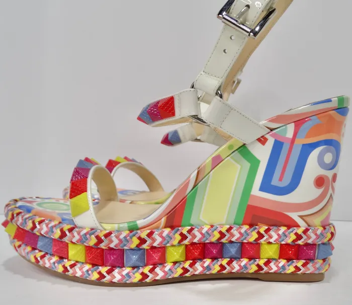 Earrings Vintage by Misty Christian Louboutin Multicolor Printed Stud Wedges