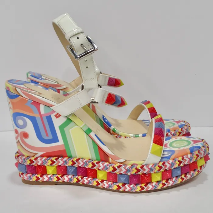 Earrings Vintage by Misty Christian Louboutin Multicolor Printed Stud Wedges