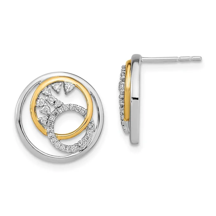 Earrings WB Choice Jewelry 14k Twotone Polished Diamond Circle Cluster Post EarringsWBCEM6907020WYA