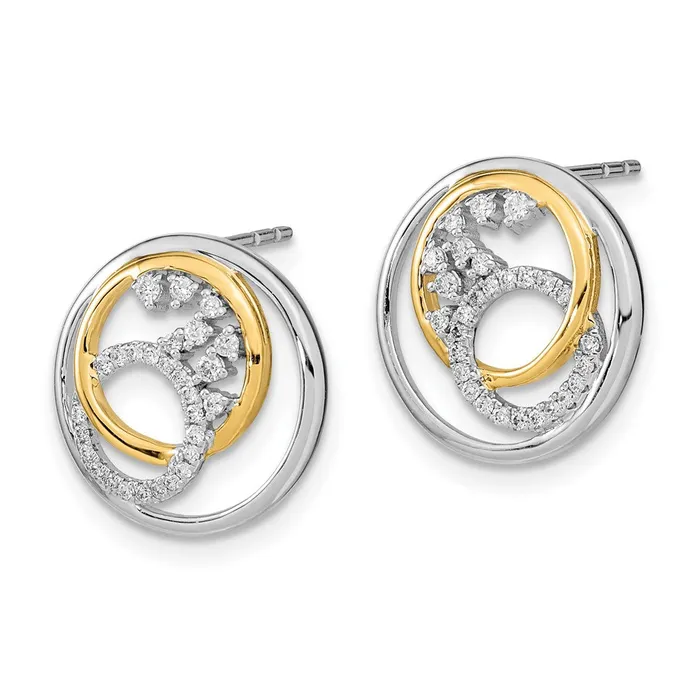 Earrings WB Choice Jewelry 14k Twotone Polished Diamond Circle Cluster Post EarringsWBCEM6907020WYA