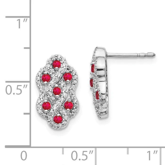 Earrings WB Choice Jewelry 14k White Gold Diamond and Ruby Fancy EarringsWBCEM3845RU035WA Earrings WB Choice Jewelry 14k White Gold Diamond and Ruby Fancy EarringsWBCEM3845RU035WA
