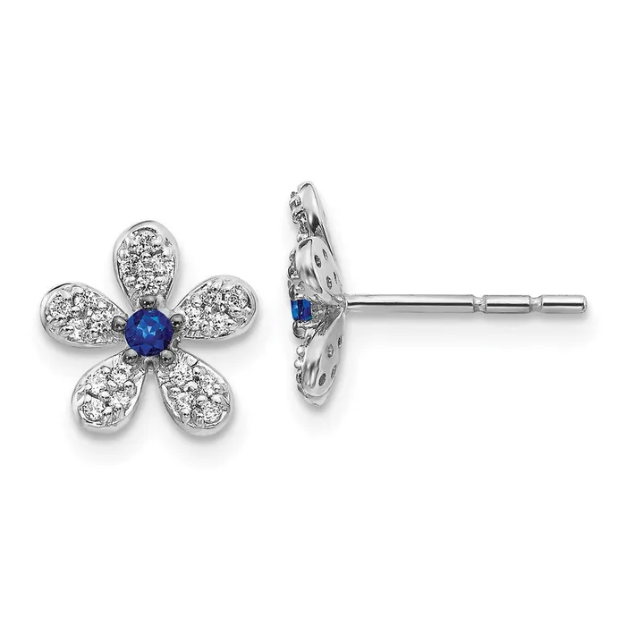 Earrings WB Choice Jewelry 14k White Gold Diamond and Sapphire EarringsWBCEM4046SA016WA