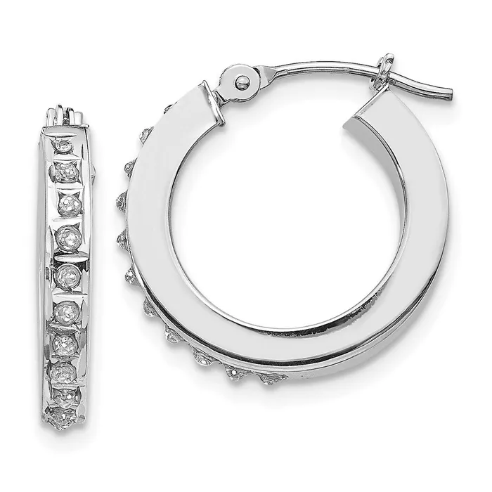 Earrings WB Choice Jewelry 14k White Gold Diamond Fascination Round Hinged Hoop EarringsWBCDF227