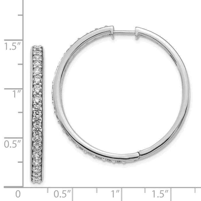 Earrings WB Choice Jewelry 14k White Gold Diamond Hinged Hoop EarringsWBCEM4268200WA Earrings WB Choice Jewelry 14k White Gold Diamond Hinged Hoop EarringsWBCEM4268200WA