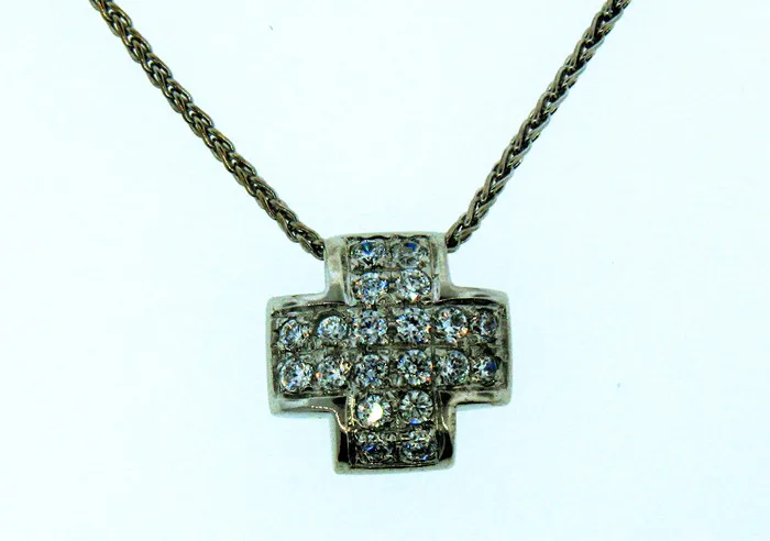 FULLERS PURCHASE FROM PUBLIC Necklaces ESTATE 18KW 1CTTW DIAMOND CROSS PENDANT FULLERS PURCHASE FROM PUBLIC Necklaces ESTATE 18KW 1CTTW DIAMOND CROSS PENDANT