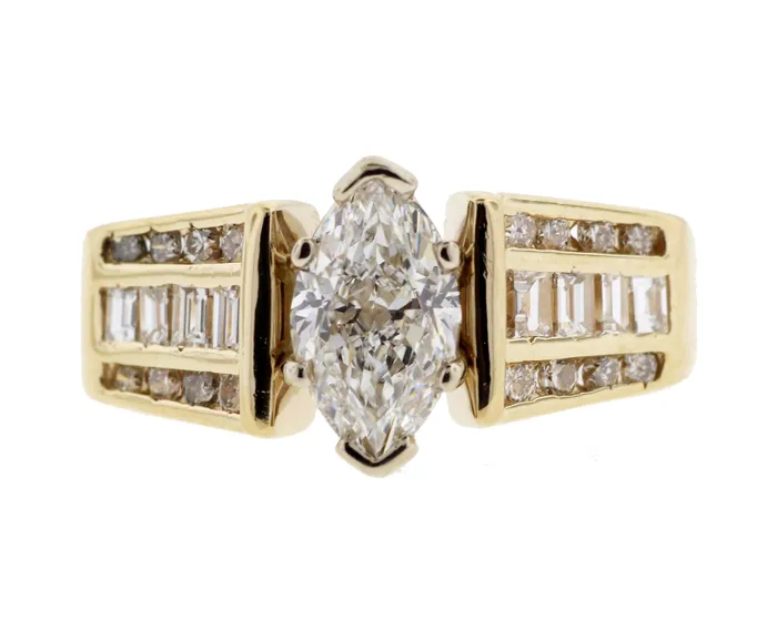 FULLERS PURCHASE FROM PUBLIC Rings 14KY 168CTTW DIAMOND BRIDAL RING 92CT MARQISE CENTER JI1 N1450 FULLERS PURCHASE FROM PUBLIC Rings 14KY 168CTTW DIAMOND BRIDAL RING 92CT MARQISE CENTER JI1 N1450