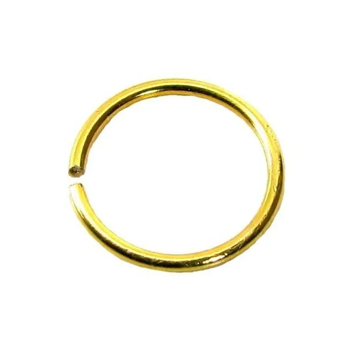 Graceful Plain Wire Piercing Nose Hoop Ring Real 14k Yellow Gold Karizma Jewels Rings