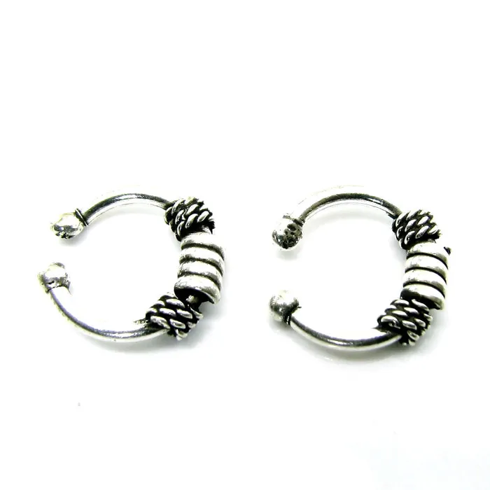 Karizma Jewels Rings 2pc 925 Sterling Silver No piercing Septum nose ear Ring Tribal Body jewelry
