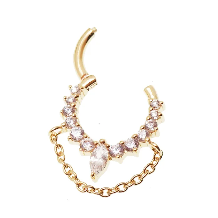 magpie body jewelry Earrings 18k Yellow gold over Sterling Silver Hinged Clicker 16g