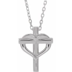 Necklaces Platinum Youth Cross with Heart 15 NecklaceR45399603PSTWBC WB Choice Jewelry Necklaces Platinum Youth Cross with Heart 15 NecklaceR45399603PSTWBC WB Choice Jewelry