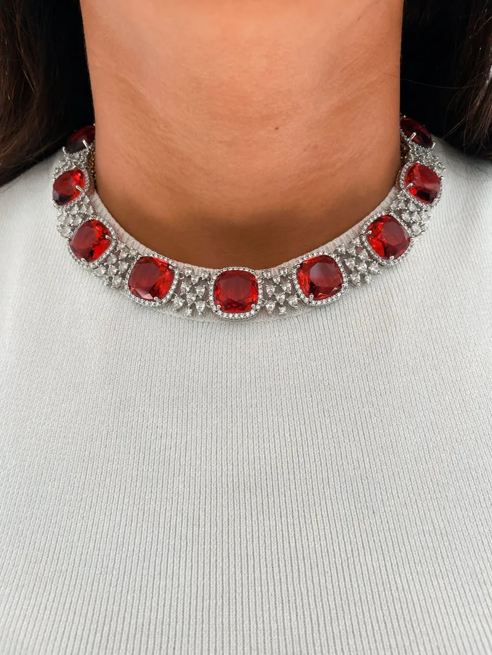 PRERTO ECOMMERCE PRIVATE LIMITED Necklaces Okha Ruby Dimonte Necklace Set PRERTO ECOMMERCE PRIVATE LIMITED Necklaces Okha Ruby Dimonte Necklace Set
