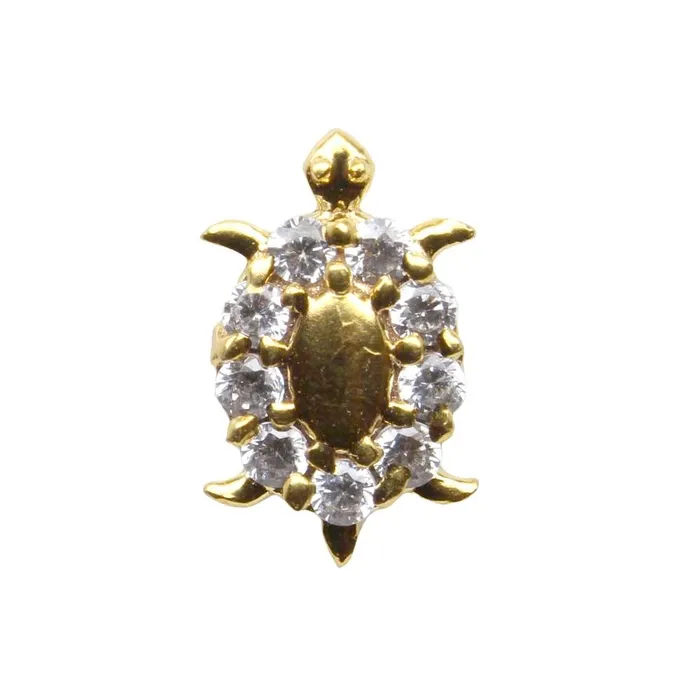 Rings Indian Turtle Nose ring White CZ studded gold plated Piercing Nose stud push pin Karizma Jewels Rings Indian Turtle Nose ring White CZ studded gold plated Piercing Nose stud push pin Karizma Jewels