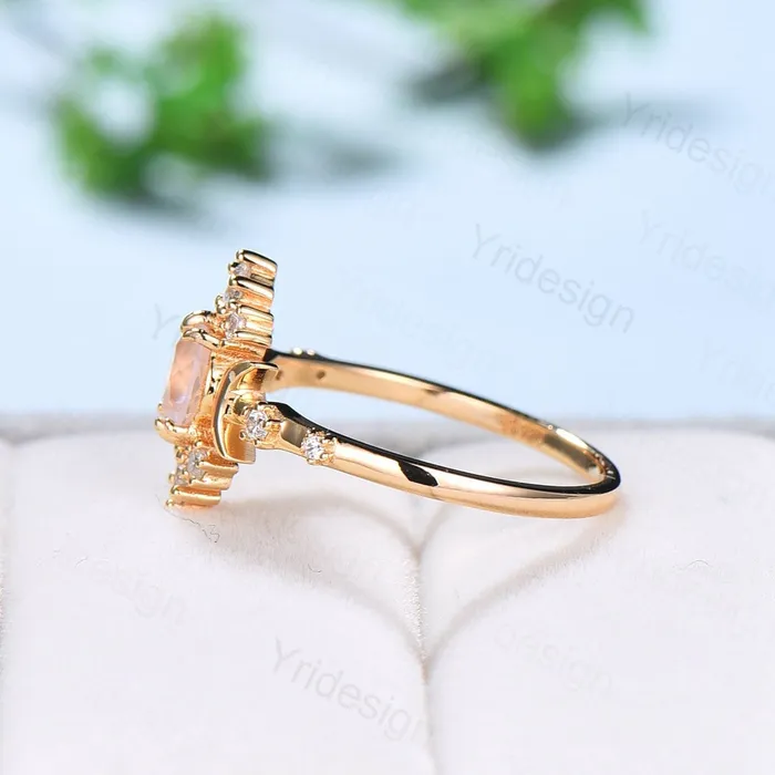 Unique alexandrite engagement ring 5mm dainty round color changing stone vintage cluster opal moonstone Boho wedding ring for women PENFINE Rings Unique alexandrite engagement ring 5mm dainty round color changing stone vintage cluster opal moonstone Boho wedding ring for women PENFINE Rings