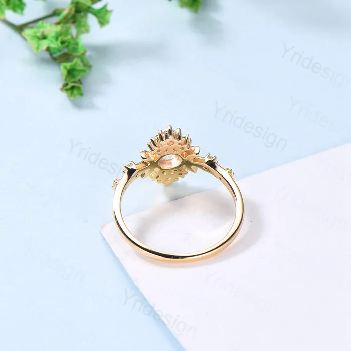 Unique alexandrite engagement ring 5mm dainty round color changing stone vintage cluster opal moonstone Boho wedding ring for women PENFINE Rings Unique alexandrite engagement ring 5mm dainty round color changing stone vintage cluster opal moonstone Boho wedding ring for women PENFINE Rings
