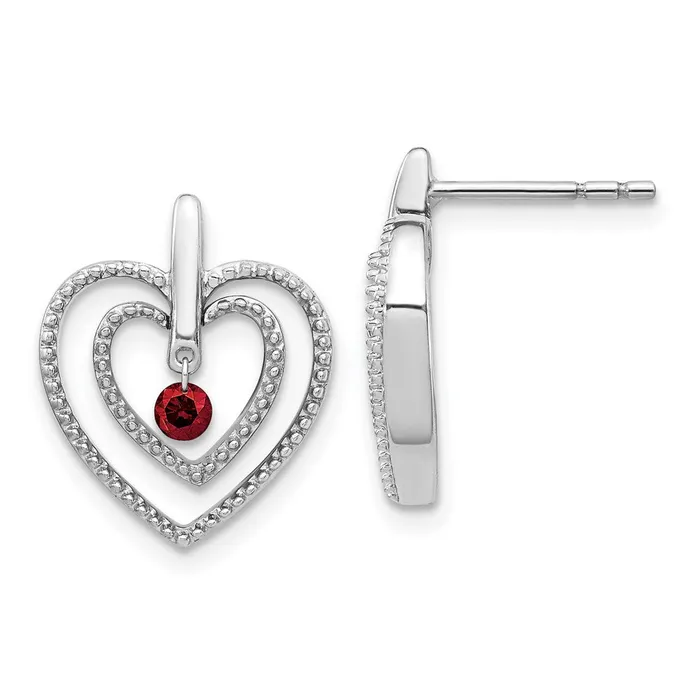 WB Choice Jewelry 14k White Gold Red Diamond Heart Post EarringsWBCEM5530013WA Earrings