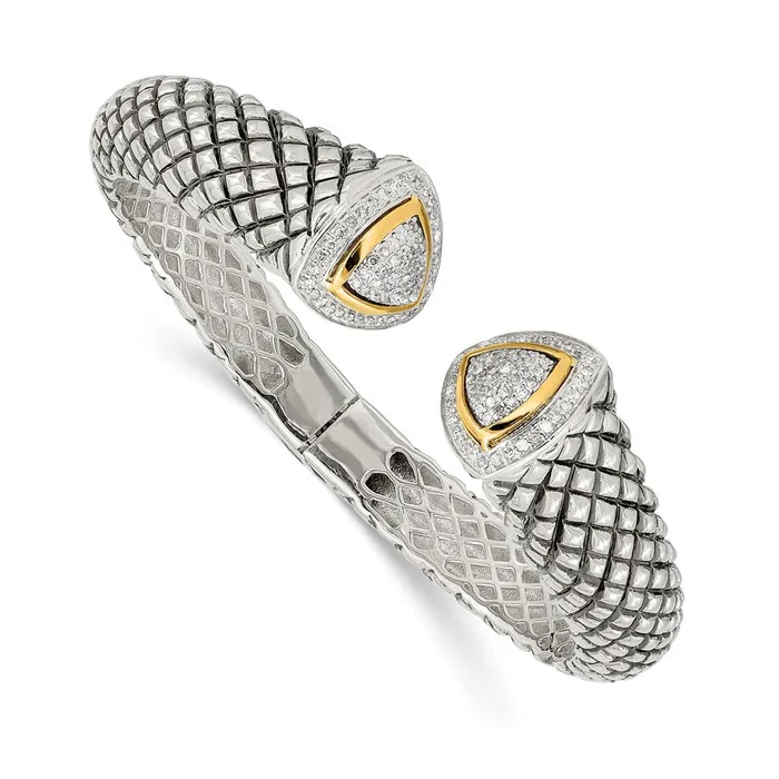 WB Choice Jewelry Bracelets SS w14k True Twotone 12ct Diamond Hinged Cuff BraceletWBCQTC115 WB Choice Jewelry Bracelets SS w14k True Twotone 12ct Diamond Hinged Cuff BraceletWBCQTC115