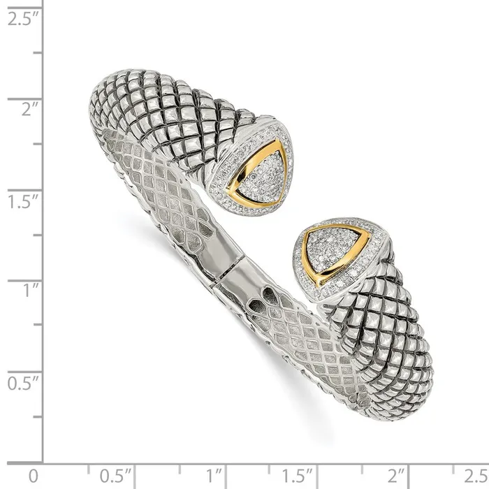 WB Choice Jewelry Bracelets SS w14k True Twotone 12ct Diamond Hinged Cuff BraceletWBCQTC115 WB Choice Jewelry Bracelets SS w14k True Twotone 12ct Diamond Hinged Cuff BraceletWBCQTC115