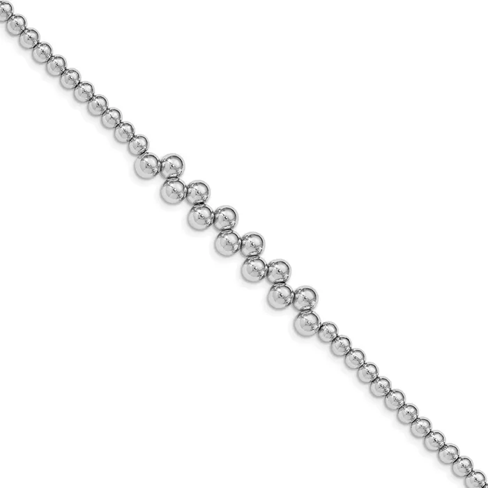 WB Choice Jewelry Bracelets Sterling Silver Rhodiumplated Polished Beaded w125 in ext BraceletWBCQG48277 WB Choice Jewelry Bracelets Sterling Silver Rhodiumplated Polished Beaded w125 in ext BraceletWBCQG48277