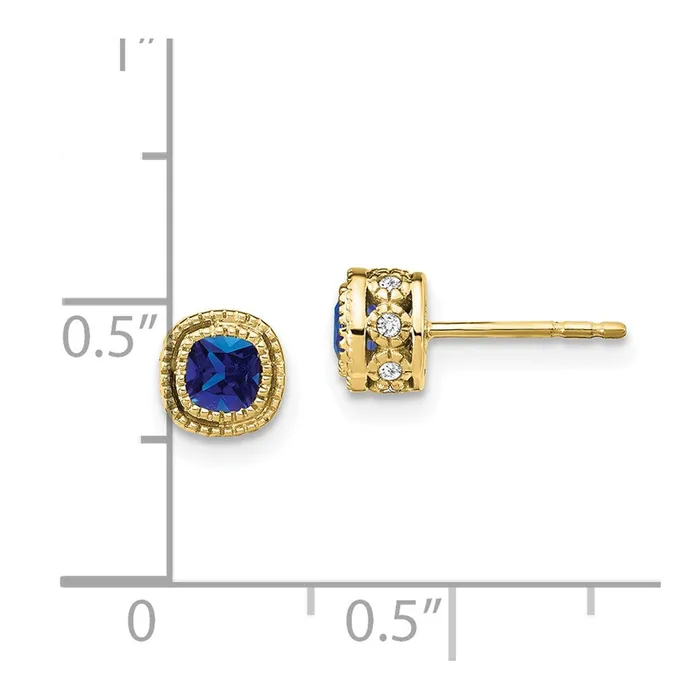 WB Choice Jewelry Earrings 10k Cushion Sapphire and Diamond EarringsWBCEM7092SA0101YA WB Choice Jewelry Earrings 10k Cushion Sapphire and Diamond EarringsWBCEM7092SA0101YA