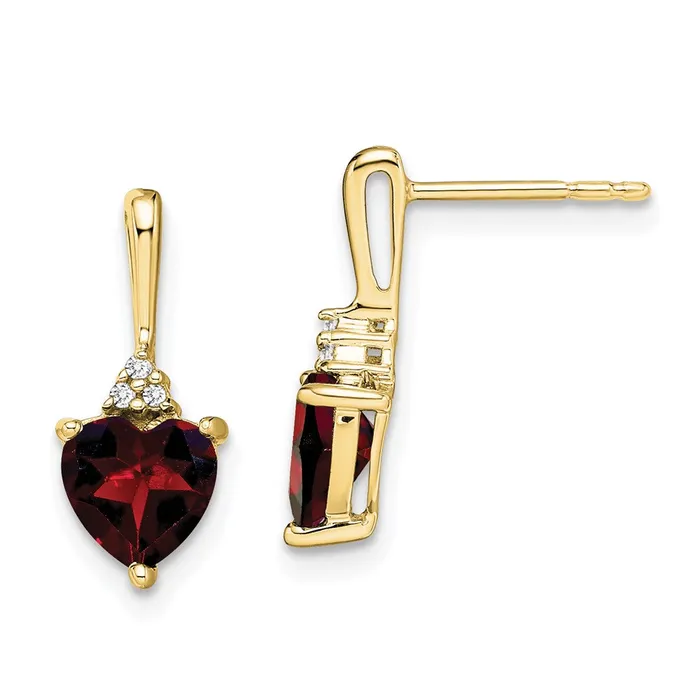 WB Choice Jewelry Earrings 10k Garnet and Diamond Heart EarringsWBCEM7029GA0031YA