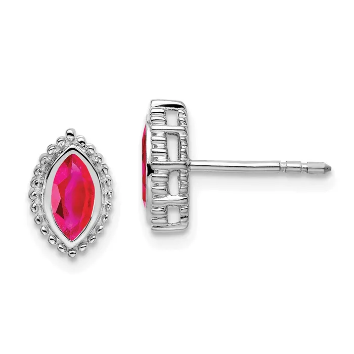 WB Choice Jewelry Earrings 14k White Gold Marquise Ruby Post EarringsWBCEM7204RUW