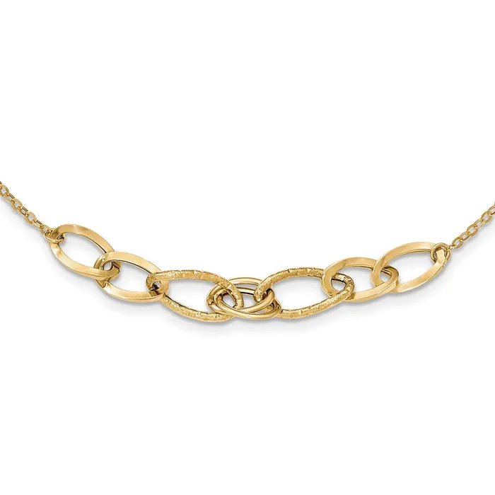WB Choice Jewelry Necklaces 14k Polished and Textured Fancy Link NecklaceWBCSF2228175 WB Choice Jewelry Necklaces 14k Polished and Textured Fancy Link NecklaceWBCSF2228175