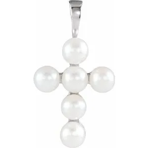 WB Choice Jewelry Necklaces Platinum Freshwater Cultured Pearl Cross Pendant R42366603PSTWBC WB Choice Jewelry Necklaces Platinum Freshwater Cultured Pearl Cross Pendant R42366603PSTWBC
