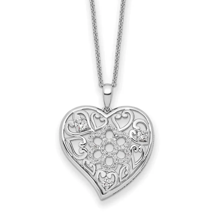 WB Choice Jewelry Necklaces Sterling Silver CZ Antiqued Sisterhood Flower Heart 18in NecklaceWBCQSX722 WB Choice Jewelry Necklaces Sterling Silver CZ Antiqued Sisterhood Flower Heart 18in NecklaceWBCQSX722