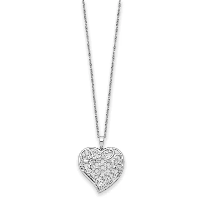 WB Choice Jewelry Necklaces Sterling Silver CZ Antiqued Sisterhood Flower Heart 18in NecklaceWBCQSX722 WB Choice Jewelry Necklaces Sterling Silver CZ Antiqued Sisterhood Flower Heart 18in NecklaceWBCQSX722