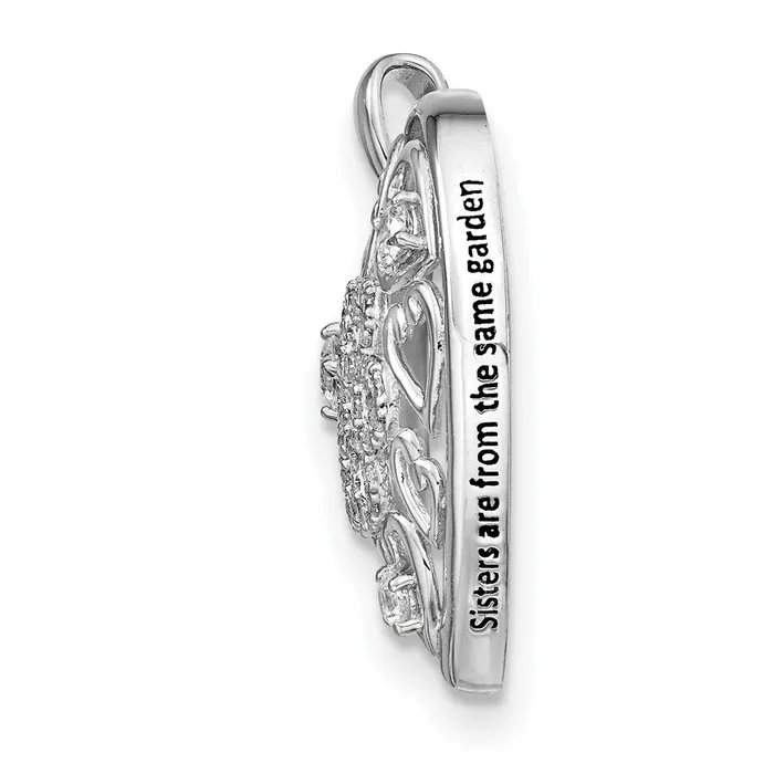 WB Choice Jewelry Necklaces Sterling Silver CZ Antiqued Sisterhood Flower Heart 18in NecklaceWBCQSX722 WB Choice Jewelry Necklaces Sterling Silver CZ Antiqued Sisterhood Flower Heart 18in NecklaceWBCQSX722