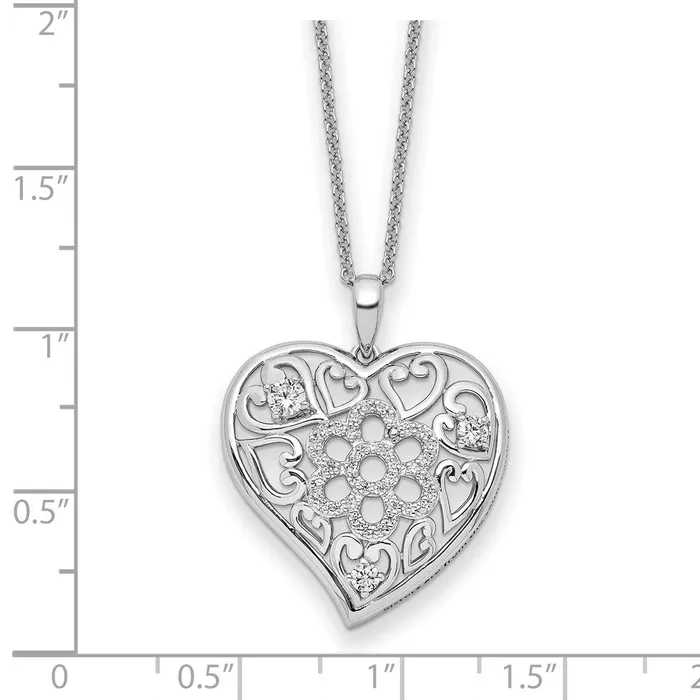 WB Choice Jewelry Necklaces Sterling Silver CZ Antiqued Sisterhood Flower Heart 18in NecklaceWBCQSX722 WB Choice Jewelry Necklaces Sterling Silver CZ Antiqued Sisterhood Flower Heart 18in NecklaceWBCQSX722