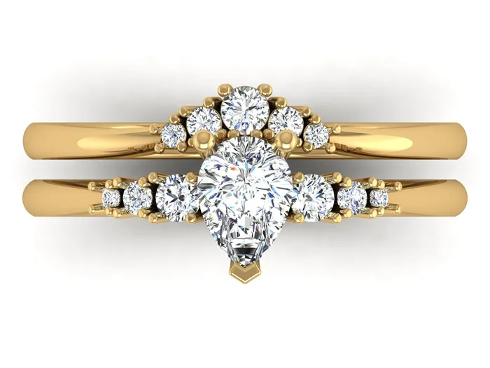 Albrecht Jewellery Rings Custom Order Montana Sapphire and Diamond Engagement Ring Set 14K Gold