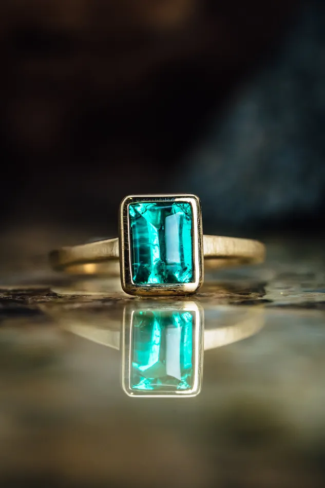 Art FX fine jewelry Rings 14k Yellow Gold Emerald Cabochon Custom Ring