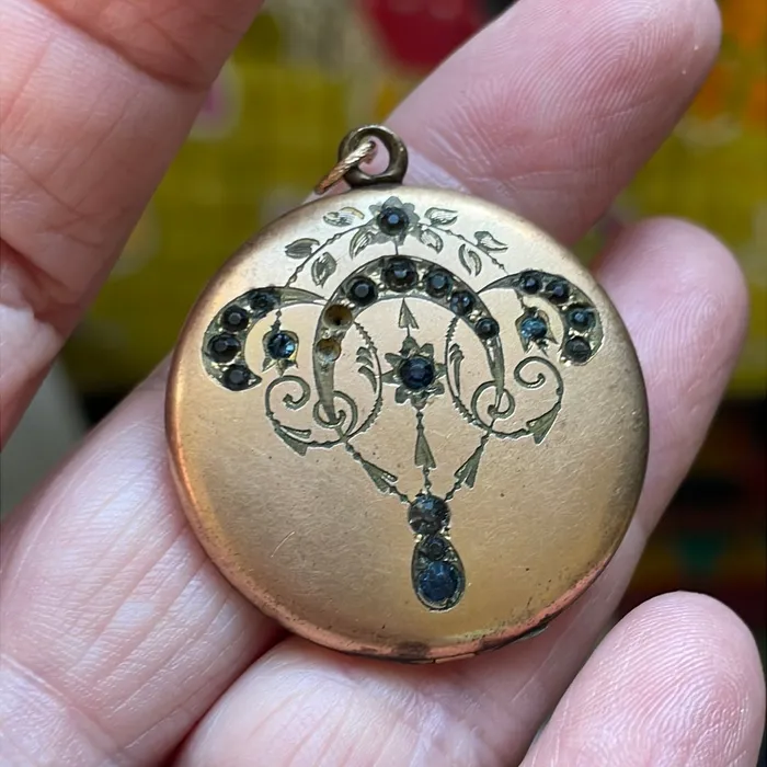 Dark Paste Locket Gold Filled Antique As Found Vintage Paris Jewelry PreStyled Sets Dark Paste Locket Gold Filled Antique As Found Vintage Paris Jewelry PreStyled Sets