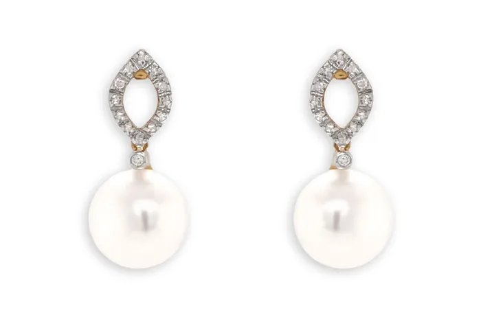 Earrings 18kt Mixed Gold South Sea Pearls Round Diamonds Studs Albert Hern Earrings